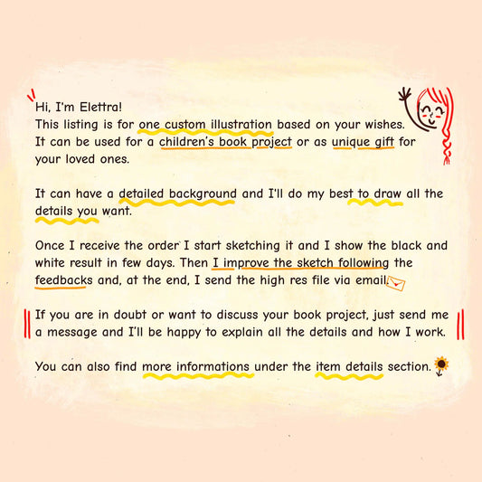 Custom book illustration, illustrator for hire, childrens book to publish, traditional whimsical drawings for picturebooks and short story